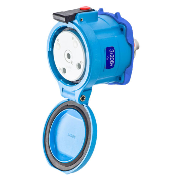 33-64232-C-K16 - DS100C RECEPTACLE POLY BLUE SIZE 4 TYPE 3R 2P+G 100A 208 VAC 60 Hz NO AUX